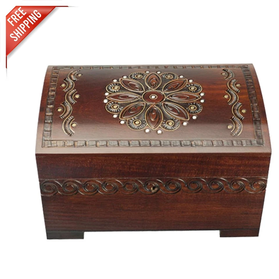 Enchanted World of Boxes Large Polish Wooden Chest Handmade Floral Jewelry Keeps