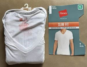 Paquete de 3 camisetas Hanes para hombre XL Premium ajustadas cuello en V sin etiquetas algodón/poliéster nuevas - Imagen 1 de 7