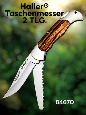 Haller 84670| 2 teiliges Taschenmesser Klappmesser Jagdmesser mit Klinge + Säge