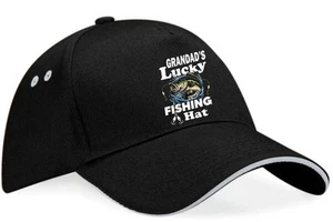Grandad's Lucky Fishing Baseball Cap Anglers Gift Father's Day Birthday Present - Picture 1 of 4