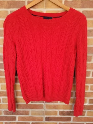 Tommy Hilfiger Red Cable Knit Sweater Pullover Classic Style Size S - Imagen 1 de 4