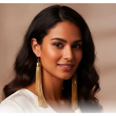 Neiman Marcus Lee Angel Women's Gold Multi Chain Fringe Drama Earrings NWT 135 - Image 1 of 4