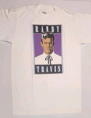 Randy Travis T-Shirt Single Stitch White 1990s Graphic Tee Made In USA - Image 1 of 4