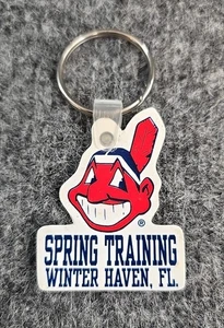 Cleveland Indians Rubber Keychain Spring Train Vtg 90s MLB Baseball Chief Wahoo - Picture 1 of 6