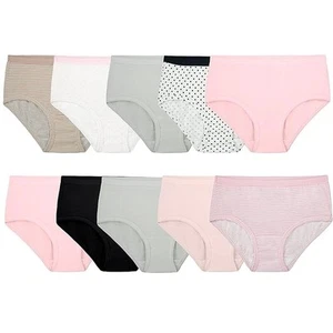 NWOT Fruit of the Loom Girls 10 Pack Briefs Underwear Panties Youth Size 6 - Picture 1 of 2