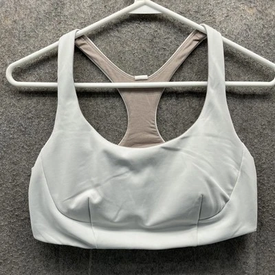 Lululemon Sports Bra Womens 12 White Taupe Racerback Padded Athletic Gym Yoga - Image 1 of 4