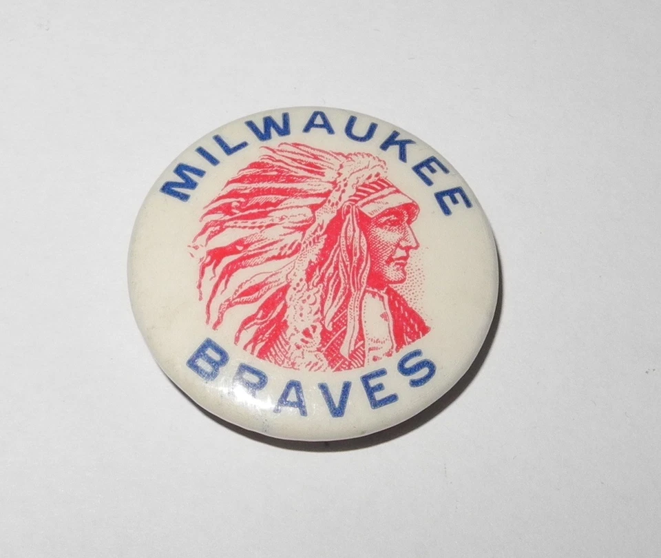 1957 Baseball Milwaukee Braves World Series National League Champions Pin Button - Image 1 of 2