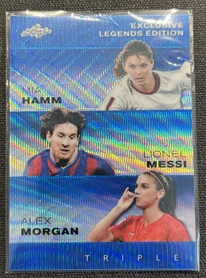 Triple Mia Hamm exclusivo hoja 2024, Lionel Messi, Alex Morgan azul/20 Foto 1 de 2