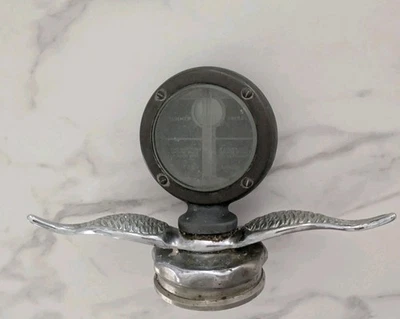 Antiguo termómetro con tapa alada radiador BOYCE MOTO METER tono plata  Foto 1 de 4