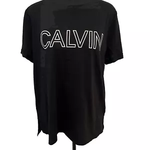 Calvin Klein T - Shirt Women's Large Soft Crew Neck Rolled Sleeve Graphic Logo - Picture 1 of 12