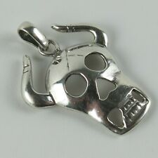 Sterling Silver Skull Pendant with Horns 7.7g [5225]