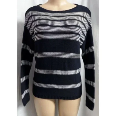 ANN TAYLOR SUÉTER PREPPY INFORMAL MANGA LARGA RAYAS AZUL Y BLANCO TALLA: L NUEVO CON ETIQUETAS Foto 1 de 3