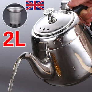 2L Stainless Steel Teapot With Filter Water Stove Kettle Induction 8 cups UK - Picture 1 of 12