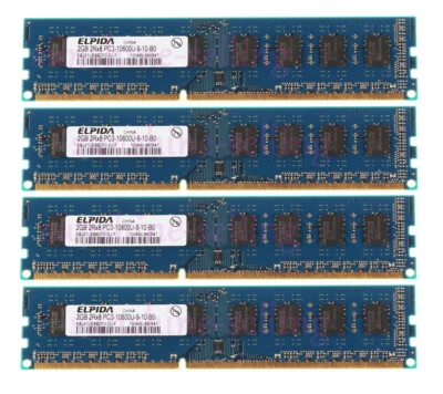 8GB 8 G Elpida 4X 2GB PC3-10600U DDR3 1333Mhz 240pin DIMM RAM Desktop Memory 2 G - Image 1 of 4
