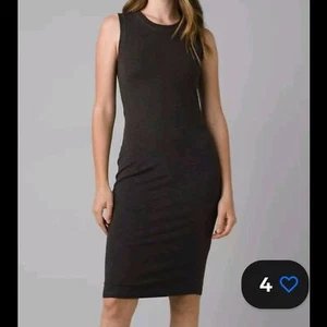 Prana heathered black ribbed bodycon dress Sz L - Picture 1 of 9