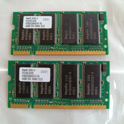 2 PCS HYNIX LAPTOP RAM MEMORIES HYMD232M646C6-H 256MB (512MB TOTAL) - Image 1 of 2