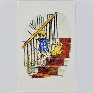 Classic Winnie the Pooh Postcard Christopher Robin AA Milne EH Shepard Disney - Picture 1 of 2