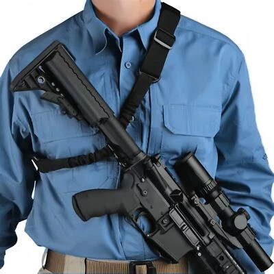 Tactical One Single Point Bungee Rifle Gun Sling System Strap Adjustable Hunting - Image 1 of 4