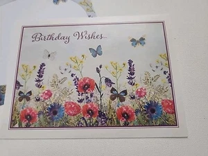 Birthday Greeting Card Happy Birthday Butterflies Flowers Matching Envelope - Picture 1 of 6