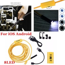 2M/8mm Endoscope Borescope WiFi inspection Mini Camera 8 LED For IOS Android 