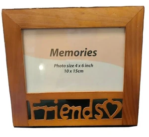 FRIENDS Frame Wood Carved with Heart 💖 holds 4x6 inch photo picture or collage - Picture 1 of 3