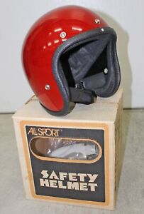Vintage ALL SPORT Red Mylar Flake Retro Poly Safety Motorcycle 3/4 Helmet NIB