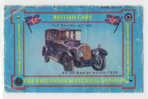 Alte Matchbox Label Britain UK British Cars 1923 Napier 40-50 Nr. 50 Vintage - Bild 1 von 2