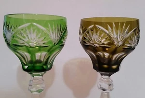 Weinkelche aus geschliffenem klarem Kristallglas 2er Set ungewöhnlich? Selten ? 7 3/4" H - Bild 1 von 7