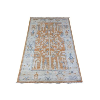 3'1"x4'9" Orange Oushak Cypress Willow Tree Design Wool Hand Knotted Rug G88510 - Image 1 of 4
