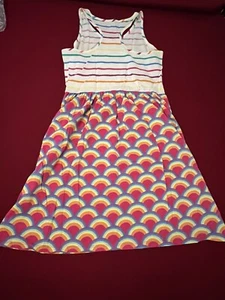 Lands end Girls XL White Rainbow stripe G Tank dress - Picture 1 of 3
