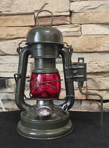 Antica lanterna originale Feuerhand 176 testa di fungo vetro rosso Jena glas - Foto 1 di 8