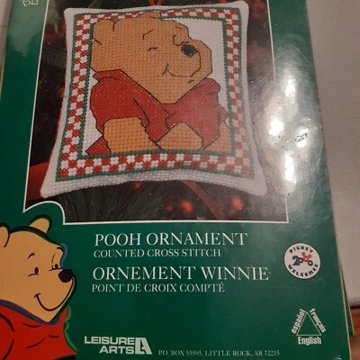 NOS Disney Winnie the Pooh PillowCross Stitch Christmas ornament by Leisure Arts - Image 1 of 3
