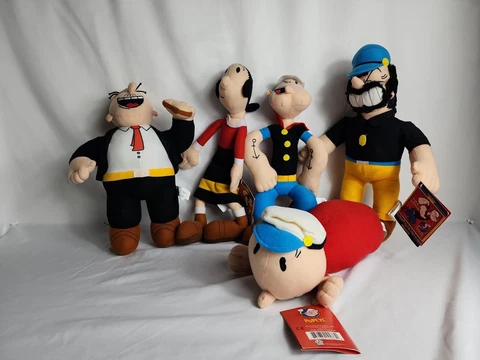 Popeye and Pals Plush Lot of 4 Figures 11" - 15" Kellytoy 2002 New W/ Tags Cover
