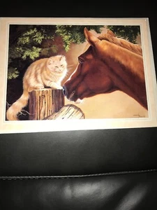 Leanin' Tree Thanks Greeting Card with Horse & Cat - Picture 1 of 2
