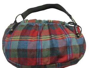 Bolso de Mano Dark Academia Check Tweed Cartera Cuero Marrón Y2K Boho Grange Hippie - Imagen 1 de 12