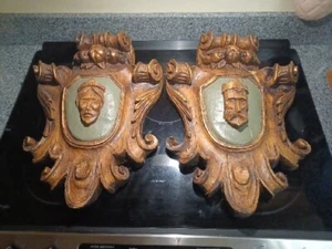 Vintage 1967 Vanguard Studios Inc Pair Of King & Queen 3D Wall Art Decorations - Picture 1 of 14