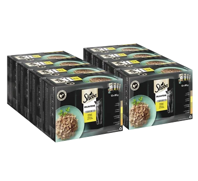 96x85g Sheba Katzenfutter Nassfutter Mutlipack Delikatesse Gelee Geflügel Variat
