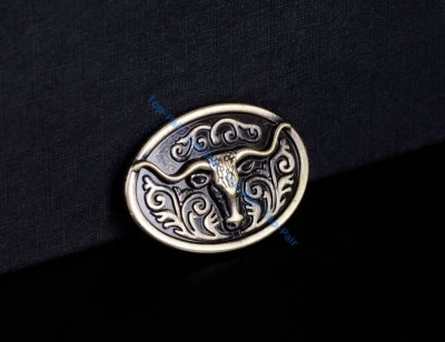 6PC WESTERN FLORAL LONGHORN RODEO LEATHER CRAFT ANTIQUE BRASS CONCHOS RIVETBACK - Image 1 of 4