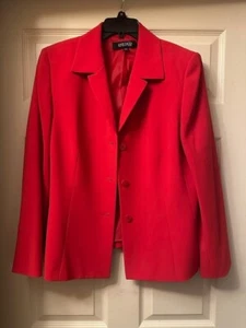 Kasper Bright Red Suit Blazer, Excellent Condition, Size 16, Wardrobe Staple! - Picture 1 of 2