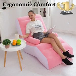 Inflatable Sofa Lounger Ottoman Couch Gaming Chair Foot Stool Seat Air Bed UK - Picture 1 of 14