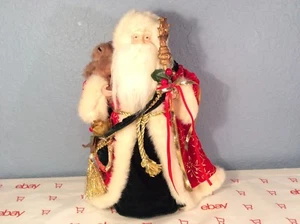 13" Vintage Weihnachtsmann Figur mit Teddybär und Stab Stock Weihnachtsdeko - Bild 1 von 12