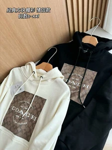 NUEVO CON ETIQUETAS COACH Hombre Mujer Unisex Signature Sudaderas con Capucha Negro Algodón Orgánico - Imagen 1 de 9