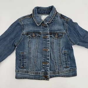 Old Navy Unisex Kids Denim Jacket Blue Collared Button Long Sleeve Size Small - Picture 1 of 19