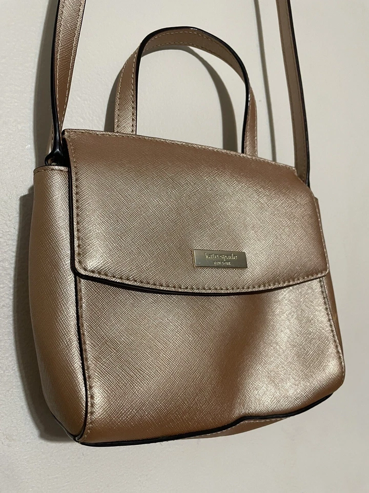 Kate Spade Mini Tote Crossbody Metallic Rose Gold Leather Purse Handbag - Image 1 of 4