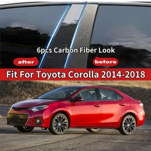 Carbon Fiber Window Pillar Post Decal Sticker Trim For Toyota Corolla 2014-2018 - Picture 1 of 6