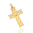 9ct Gold Celtic Weave Cross Pendant.