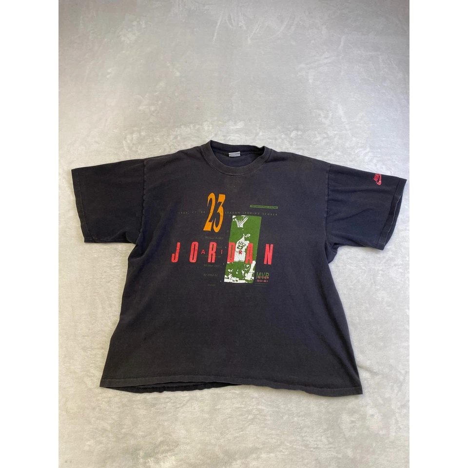 复古 90 年代耐克 Michael Jordan 23 MVP 赛季得分手 T 恤 L — 第 1/4 张图片