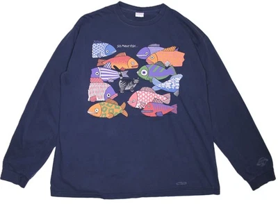 Camisas Locas De Colección Hawaii B. Kliban Cat ~ Tantos Peces ~ Camisa LS Talla XL Foto 1 de 4