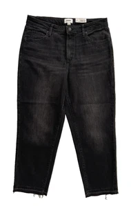 Neu mit Etikett Sonoma schwarze Jeans mittelhoher Bund schmal ausgefranst Knöchel Stretch 5 Taschen Größe 14 - Bild 1 von 5