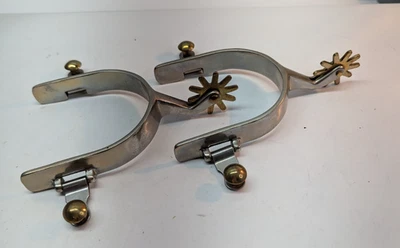 LOTE DE 2 Zapatos de Vaquero Vintage Partrade Línea S Espuelas Tono Plateado Metal 6 Pulgadas Foto 1 de 4